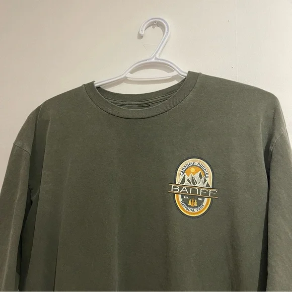 Banff Olive Long Sleeve Men's Tee - Picture 3 of 6